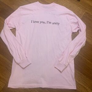 NWOT Gracie Abrams medium pink long sleeve I love you I am sorry concert tshirt